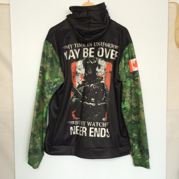 Canadian Army My Watch Never Ends Mens Hooded Pullover XL Black Long Sleeve - Picture 1 of 7